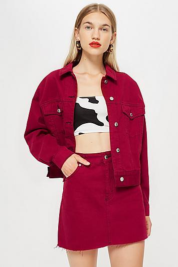 Topshop Cherry Red Denim Jacket