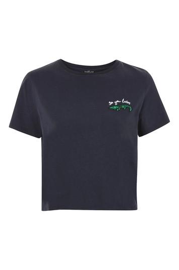 Topshop Petite Alligator Emblem T-shirt