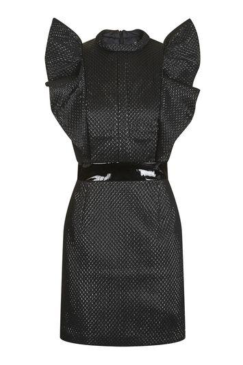 Topshop 80s Ruffle Jacquard Dress