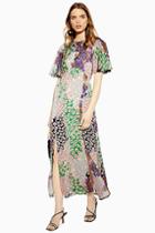 Topshop Austin Floral Print Angel Sleeve Midi Dress