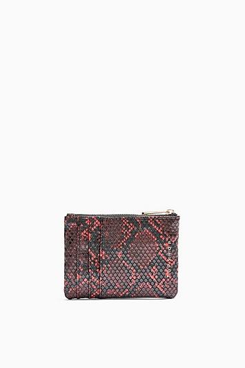 Topshop Pip Red Snake Zip Top Purse