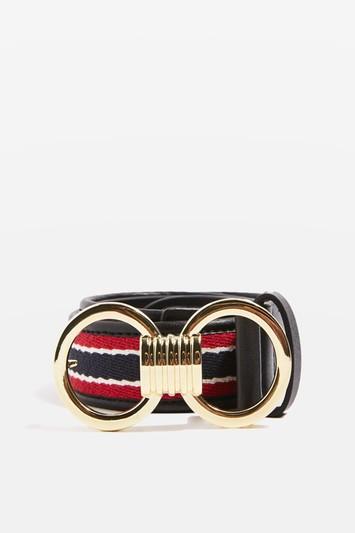 Topshop Circle Buckle Stripe Belt