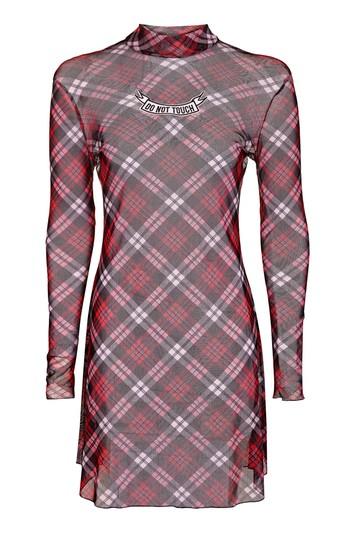 Topshop *tartan Mesh Dress By Ragged Priest