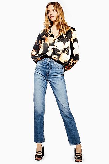Topshop Tall Mid Blue Editor Jeans