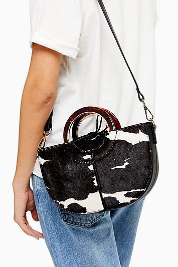 Topshop Shelby Cow Print Grab Bag