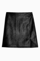 Topshop Black Leather Look Mini Skirt