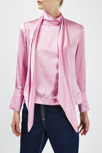 Topshop Satin Tie Blouse By Boutique