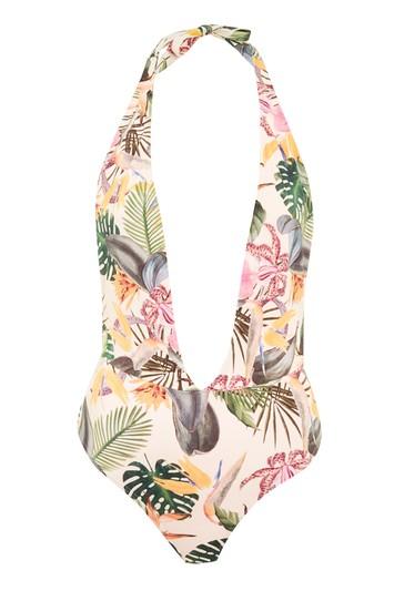 Topshop Tropical Halterneck Swimsuit
