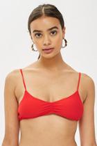 Topshop Red Ruched Front Bikini Top