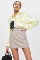 Topshop Frill Waist Checked Mini Skirt