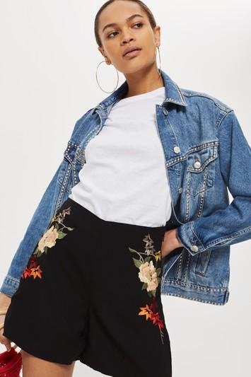 Topshop Embroidered Shorts