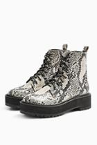 Topshop Oslo Snake Chunky Lace Up Boots