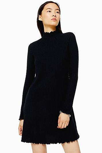 Topshop Black Cut And Sew Shirred Mini Dress