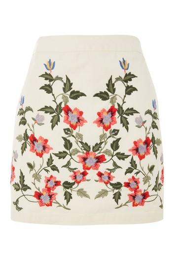 Topshop Petite Ivy Embroidered Skirt