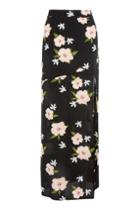 Topshop Black Split Floral Print Maxi Skirt