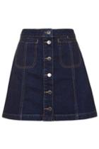 Topshop Moto Vintage Wash Button Front Skirt