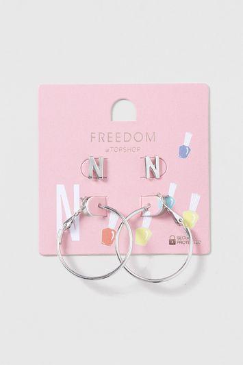 Topshop N Initial Stud And Hoop Earrings