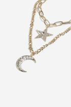 Topshop *moon And Star Multirow Necklace