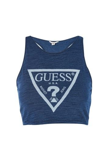 Topshop Washed Logo Tank Crop Top By Guess Originals