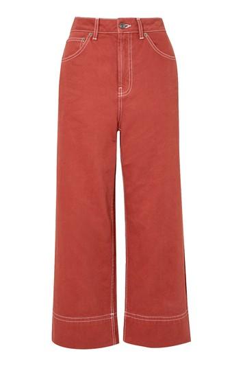 Topshop Moto Terracotta Cropped Wide Leg Jeans