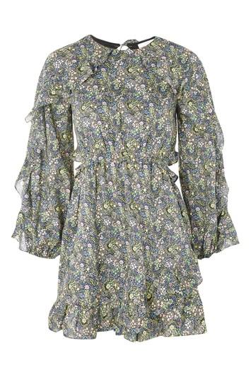 Topshop Limited Edition Liberty Print Ruffle Skater Dress