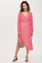 Topshop Petite Stripe Wrap Midi Dress