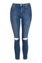 Topshop Moto Blue Ripped Leigh Jeans