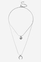 Topshop *silver Disc And Curve Necklace