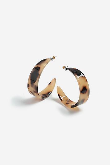 Topshop Thick Tortoiseshell Resin Hoop Earrings