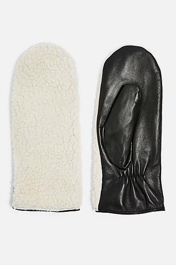 Topshop Borg Mitten Gloves
