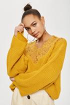 Topshop Lace Detail Crop Sweater