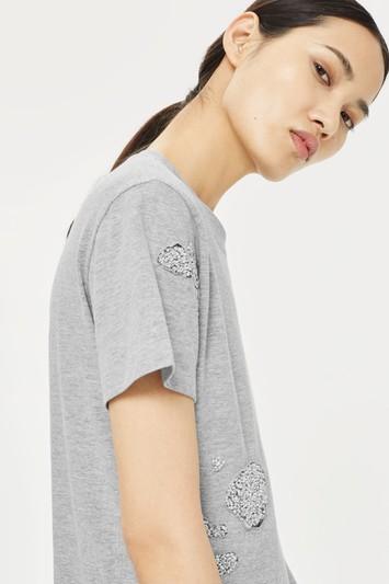 Topshop Grey Embellished T-shirt
