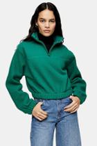 Topshop Green Funnel Neck Fleece
