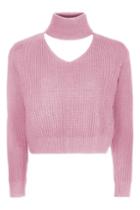 Topshop *cropped Choker Knitted Jumper By Glamorous