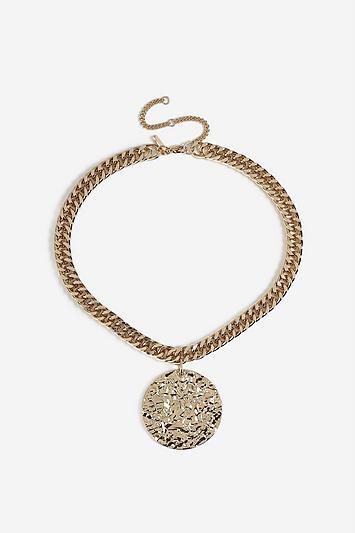 Topshop *crushed Plaque Chain Necklace