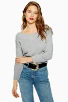 Topshop Petite V-neck Bardot Jumper With Cashmere