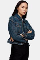 Topshop Considered Authentic Wash Peplum Denim Jacket With Recycled Cotton