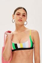 Topshop Multi Stripe Crop Bikini Top