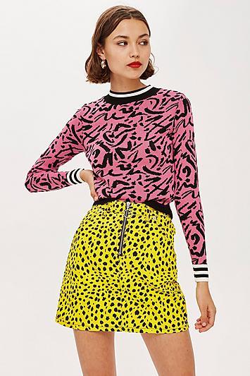 Topshop Graffiti Skinny Pattern Jumper