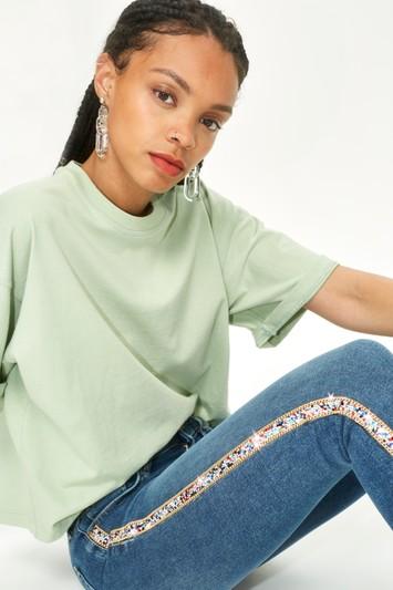 Topshop Jewel Stripe Jamie Jeans