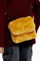 Topshop Frida Mustard Faux Fur Cross Body Bag