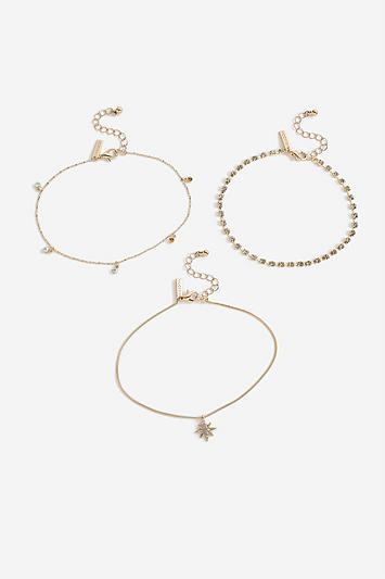 Topshop *rhinestone Star Anklets