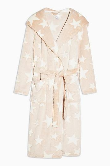 Topshop Nude Star Print Long Dressing Gown