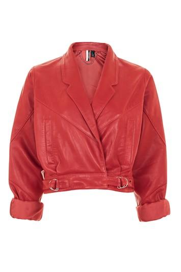 Topshop Cropped Leather Jacket