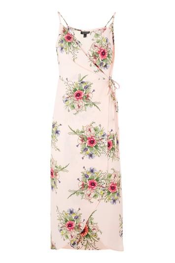 Topshop Petite Strappy Floral Wrap Dress