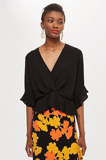 Topshop Twist Front Peplum Blouse