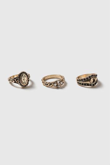 Topshop Engraved Pearl Ring Pack