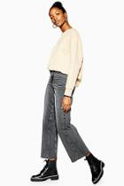 Topshop Grey Raw Hem Cropped Jeans
