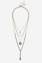 Topshop *multirow Necklace With Cross