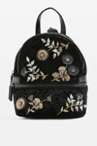 Topshop Vera Mini Velvet Flower Backpack